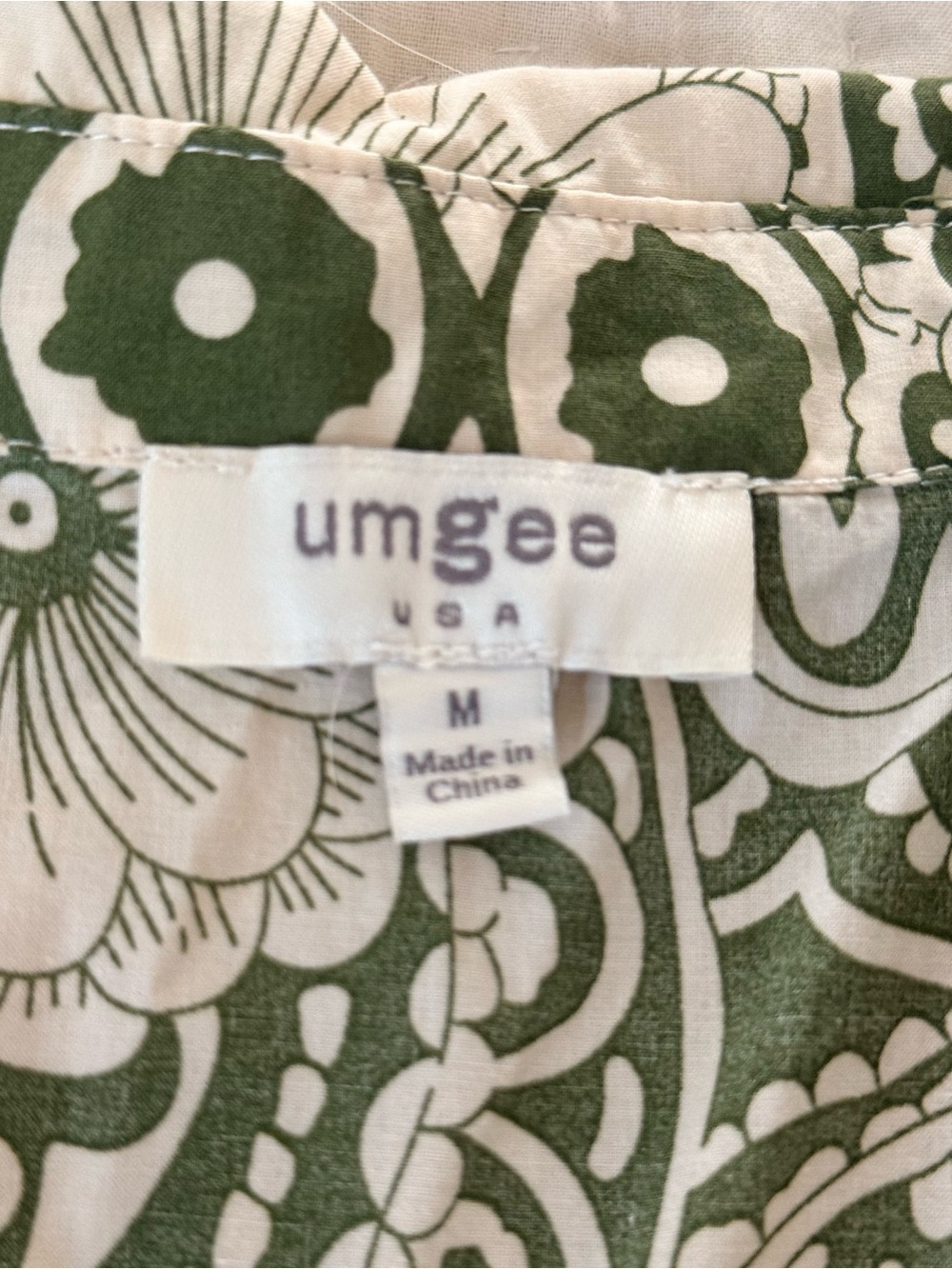 Umgee Floral Print loose fit dress with skirted bottom in Olive and Cream